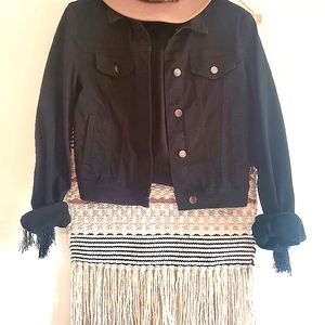 Fashion Nova Black Fringe Denim Jacket